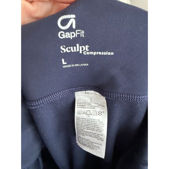 GAP Fit Sculpt Compression Navy Ribbed 7/8 Leggings Tights Size Large - Picture 2 of 5